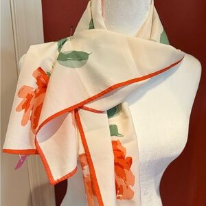 Vers Silk Scarf with Orange Trim